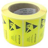 LABELS, ESD CAUTION, YELLOW, 75X38MM