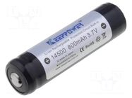 Re-battery: Li-Ion; 14500; 3.7V; 800mAh; Ø14x52mm KEEPPOWER