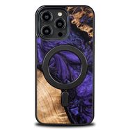 Wood and Resin Case for iPhone 14 Pro Max MagSafe Bewood Unique Violet - Purple and Black, Bewood