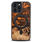 Wood and Resin Case for iPhone 14 Pro Max MagSafe Bewood Unique Orange - Orange and Black, Bewood