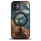 Wood and Resin Case for iPhone 12/12 Pro MagSafe Bewood Unique Planet Earth - Blue-Green, Bewood