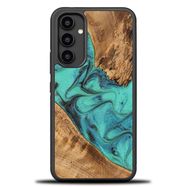 Wood and Resin Case for Samsung Galaxy A54 5G Bewood Unique Turquoise - Turquoise Black, Bewood