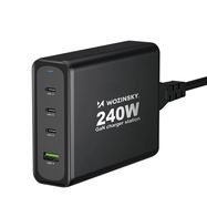 GaN Wozinsky WGCSB 240W USB-A / 3 x USB-C Wall Charger - Black, Wozinsky