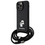 Karl Lagerfeld KLHCP14XSAKCPSK case for iPhone 14 Pro Max 6.7" hardcase - black Crossbody Saffiano Metal Pin Karl&Choupette, Karl Lagerfeld