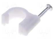 Holder; white; on round cable; 100pcs; with a nail; Ø: 8mm; H: 9.7mm GOOBAY