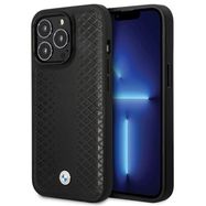 BMW Leather Diamond Pattern case for iPhone 14 Pro - black, BMW