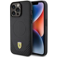 Ferrari Carbon Metal Logo MagSafe case for iPhone 15 Pro Max - black, Ferrari