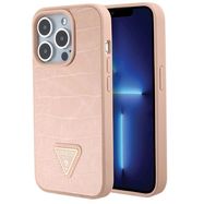 Guess Croco Triangle Metal Logo case for iPhone 15 Pro - pink, Guess