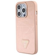 Guess Croco Triangle Metal Logo case for iPhone 15 Pro - pink, Guess