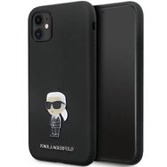Karl Lagerfeld KLHCN61SMHKNPK case for iPhone 11 / Xr - black Silicone Ikonik Metal Pin, Karl Lagerfeld