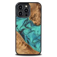 Bewood Unique Turquoise Wood and Resin Case for iPhone 15 Pro Max - Turquoise and Black, Bewood