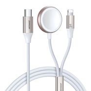 Joyroom 2 in 1 Lightning cable and inductive charger for Apple Watch 1.5m white (S-IW012), Joyroom