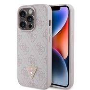 Guess Leather 4G Triangle Strass iPhone 15 Pro Case - Pink, Guess