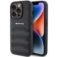 AMG Leather Debossed Lines case for iPhone 15 Pro Max - black, Mercedes