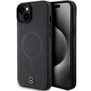 Mercedes Smooth Leather MagSafe case for iPhone 15 Plus - black, Mercedes