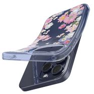 Spigen Liquid Crystal iPhone 15 Pro Case - Pink and Blue Flowers, Spigen