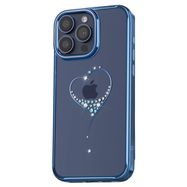 Silicone case with Swarovski crystals Kingxbar Wish Series for iPhone 15 - blue, Kingxbar