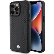 BMW Leather Diamond Pattern case for iPhone 15 Pro Max - black, BMW