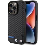 BMW Leather Carbon MagSafe iPhone 15 Pro Case - Black, BMW