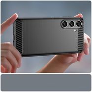 Case for Carbon Case Samsung Galaxy S24+ flexible silicone carbon cover - black, Hurtel