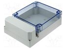 Enclosure: wall mounting; X: 160mm; Y: 211mm; Z: 71mm; ABS; grey; IP65 COMBIPLAST