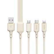 Dudao L7SE 3in1 USB-A - 2x USB-C / Lightning 66W Cable 1.2m - beige, Dudao