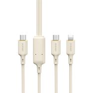 Dudao L7SF 2in1 cable USB-C - USB-C / Lightning 100W 1.2m - beige, Dudao