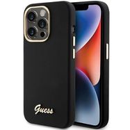 Guess Silicone Script Metal Logo & Frame case for iPhone 15 Pro - black, Guess