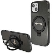 Guess Ring Stand Script Glitter MagSafe case for iPhone 15 - black, Guess