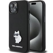Karl Lagerfeld Silicone Choupette Metal Pin case for iPhone 15 Plus / 14 Plus - black, Karl Lagerfeld