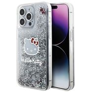 Hello Kitty Liquid Glitter Charms Kitty Head case for iPhone 15 Pro Max - silver, Hello Kitty