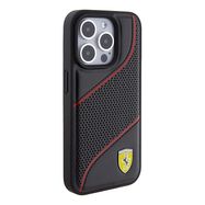 Ferrari Perforated Waves Metal Logo case for iPhone 15 Pro - black, Ferrari