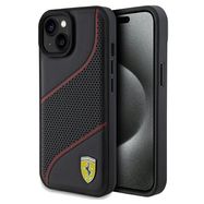 Ferrari Perforated Waves Metal Logo case for iPhone 15 / 14 / 13 - black, Ferrari