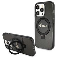 Guess Ring Stand Script Glitter MagSafe case for iPhone 14 Pro - black, Guess