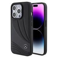 Mercedes Leather Wave Pattern case for iPhone 15 Pro Max - black, Mercedes