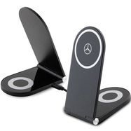 Mercedes Silver Stars MagSafe foldable 2in1 15W inductive charger - black, Mercedes