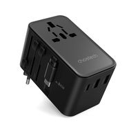 Choetech PD5021 45W EU/US/AUS/UK Travel Adapter with Built-in USB-C Cable - Black, Choetech