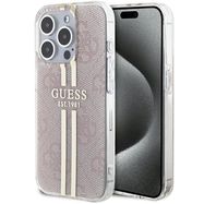 Guess IML 4G Gold Stripe case for iPhone 15 Pro - pink, Guess