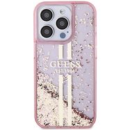 Guess Liquid Glitter Gold Stripes case for iPhone 15 Pro - pink, Guess