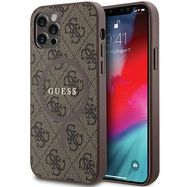 Guess 4G Collection Leather Metal Logo MagSafe Case for iPhone 12 Pro / iPhone 12 - Brown, Guess