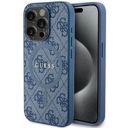 Guess 4G Collection Leather Metal Logo MagSafe Case for iPhone 14 Pro - Blue, Guess