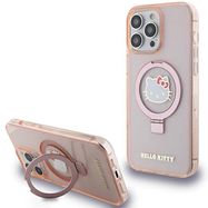 Hello Kitty Ring Stand Glitter Electrop Logo MagSafe Case for iPhone 15 Pro Max - Pink, Hello Kitty