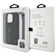 BMW Signature Leather Wordmark Cord case for iPhone 15 Pro - black, BMW