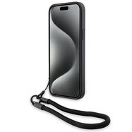 BMW Signature Leather Wordmark Cord Case for iPhone 15/14/13 - Black, BMW