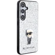 Karl Lagerfeld Fixed Glitter Ikonik Logo Metal Pin case for Samsung Galaxy S24+ - silver, Karl Lagerfeld