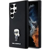 Karl Lagerfeld Silicone Ikonik Metal Pin case for Samsung Galaxy S23 Ultra - black, Karl Lagerfeld