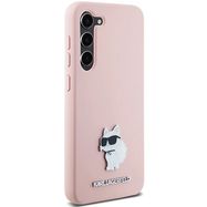 Karl Lagerfeld Silicone Choupette Metal Pin case for Samsung Galaxy S23+ - pink, Karl Lagerfeld