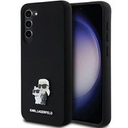 Karl Lagerfeld Silicone Karl&amp;Choupette Metal Pin case for Samsung Galaxy S23+ - black, Karl Lagerfeld