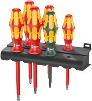 160 i/168 i/6 Rack Screwdriver set Kraftform Plus Series 100, and rack, 1 x PH 1x80; 1 x PH 2x100; 1 x 0.6x3.5x100; 1 x 1.0x5.5x125; 1 x # 1x80; 1 x # 2x100, Wera