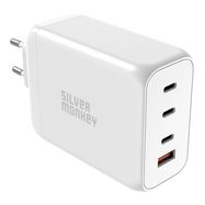 Silver Monkey SMA154 200W GaN charger 3xUSB-C PD USB-A QC 3.0 - white, Silver Monkey